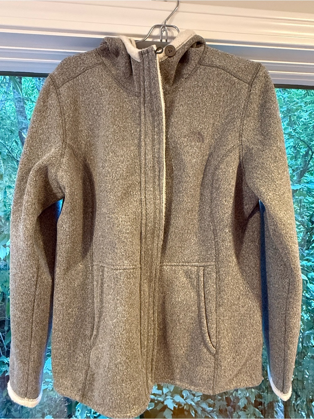 The North Face Women's Heather Gray Teddy Fleece Hooded Jacket